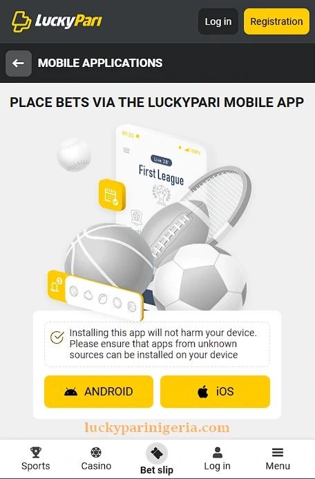 Mobile app install screen